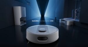 Stations d'aspiration des déchets et d'évacuations de l'eau du robot aspirateur SwitchBot S10.