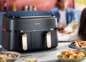 Airfryer Philips Double Compartiment Série 3000 : capacité de total de 9 litres (6 plus 3 litres).