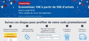 Amazon offre 10 € pour 50 € d'achats pour les French Days