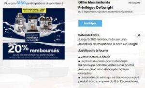 Offre de remboursement Delonghi prolongée