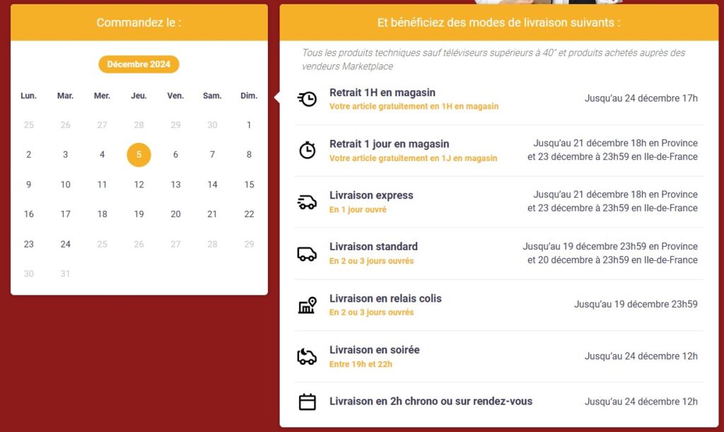 Délais de livraison Fnac pour Noël