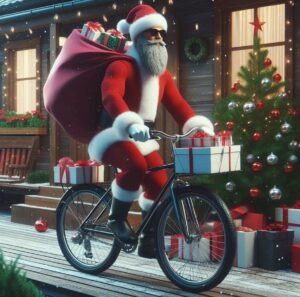 Livraison de cadeaux à Noël (image générée par l'IA)