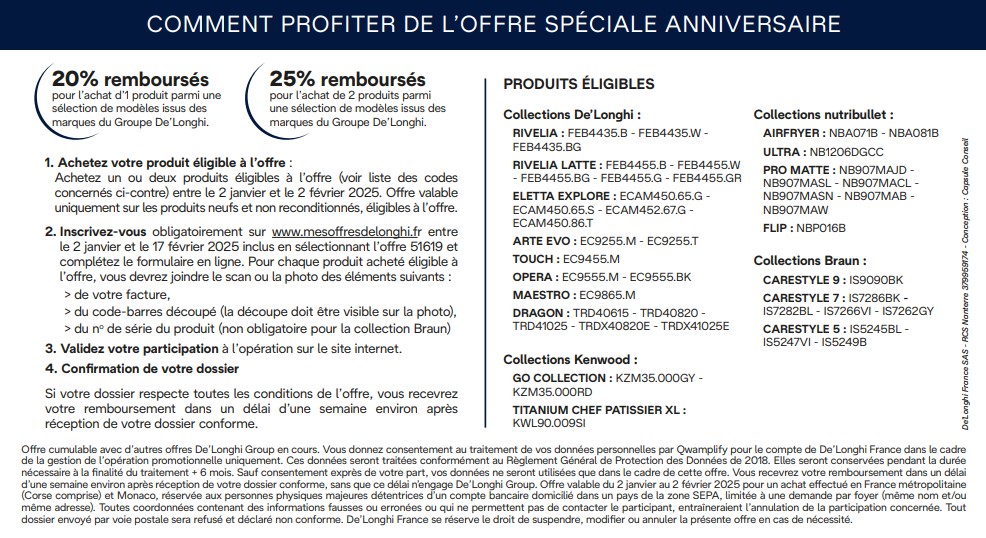 Offre Delonghi 50 ans