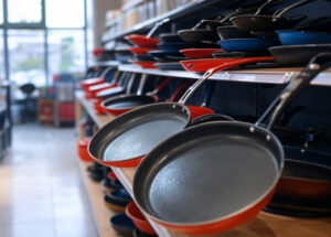 Des poêles dans un supermarché (c) Grok