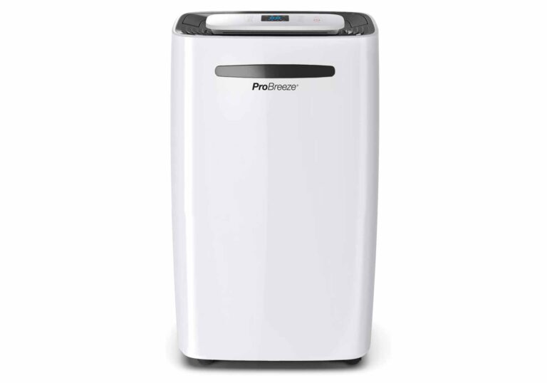 Déshumidificateur Pro Breeze 20L : élimine l'humidité, sèche le linge, économe et pratique avec 20L/jour et écran LED.