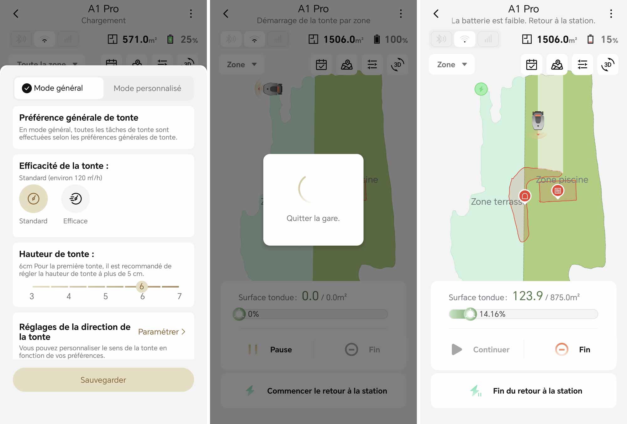 Interface de l’application Dreamehome pour le Dreame A1 Pro.