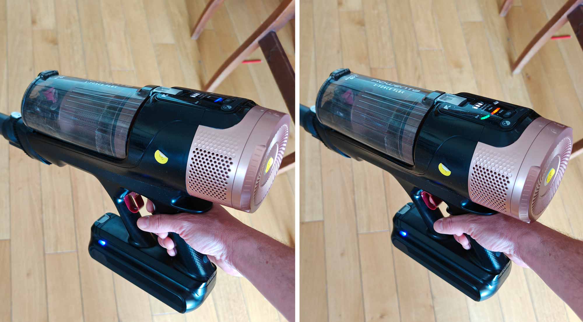 Gâchette de déclenchement et bouton Boost sur le Rowenta X-Force Flex 14.80