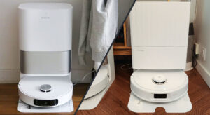 Le Roborock Qrevo MaxV et le Dreame L10S Pro Ultra Heat se défient en navigation, aspiration, lavage et station. (c) Labo Maison