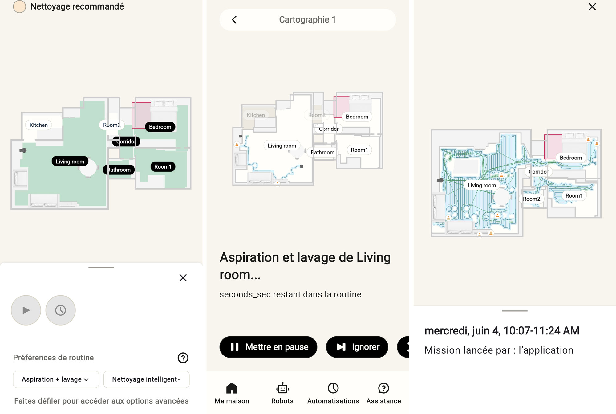 Cartographie du Roomba 505 Combo : détection automatique d’une cuisine ouverte