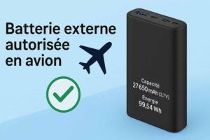 Voyager avec une batterie externe en avion ? Voici les règles à connaître. (c) Dall.E