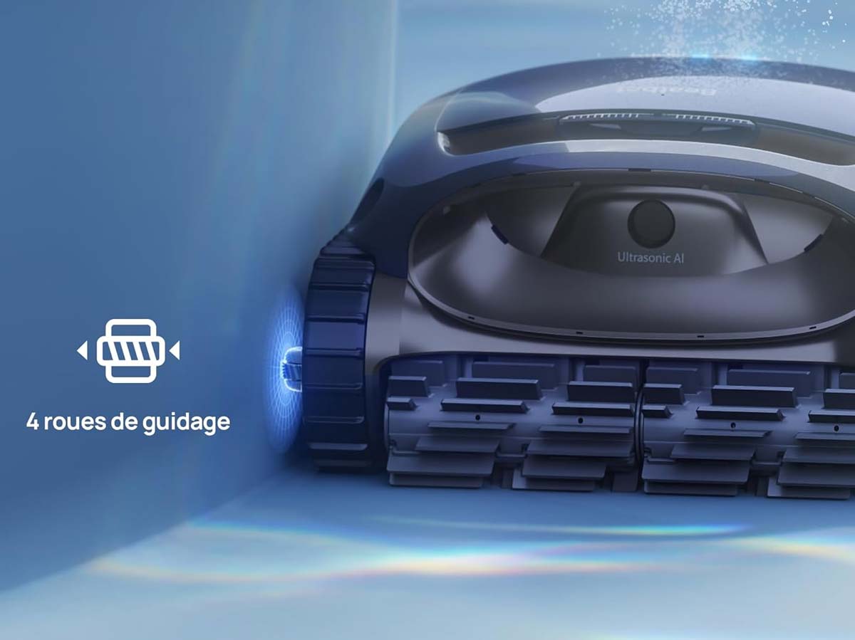 Grâce à ses 16 capteurs et à la navigation CleverNav, le robot couvre toute la piscine sans rien oublier.