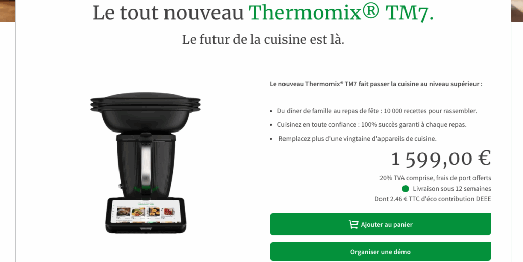 Nouveau délai de livraison pour le Thermomix TM7
