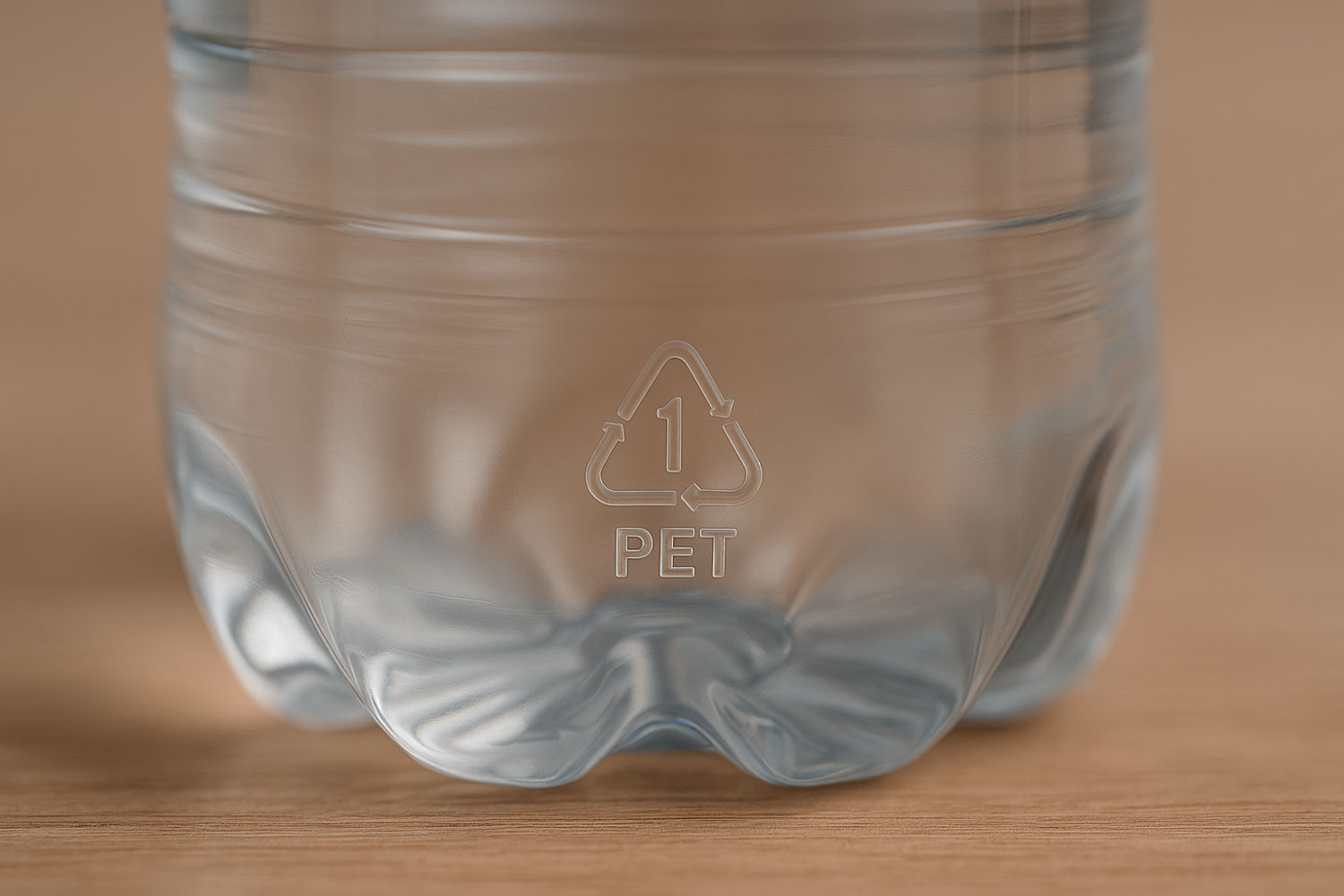 Code 1 – PET : usage unique conseillé, instable à la chaleur, risques de migration chimique. (c) LaboMaison / Dalle.E