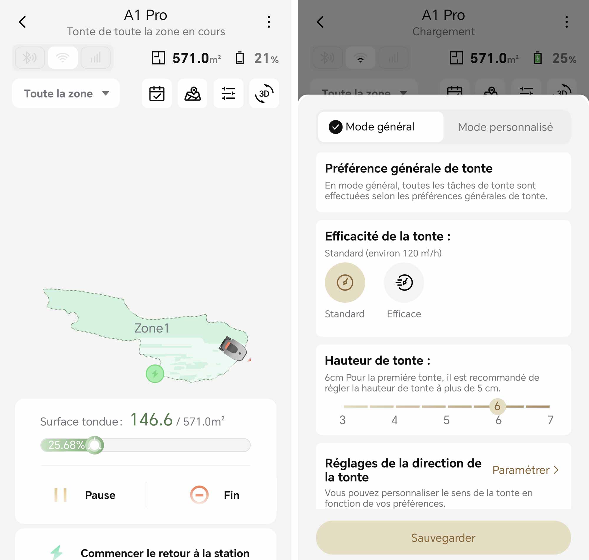 Gestion complète depuis l’app Dreamehome : zones, horaires et tonte à distance depuis le smartphone. © Labo Maison
