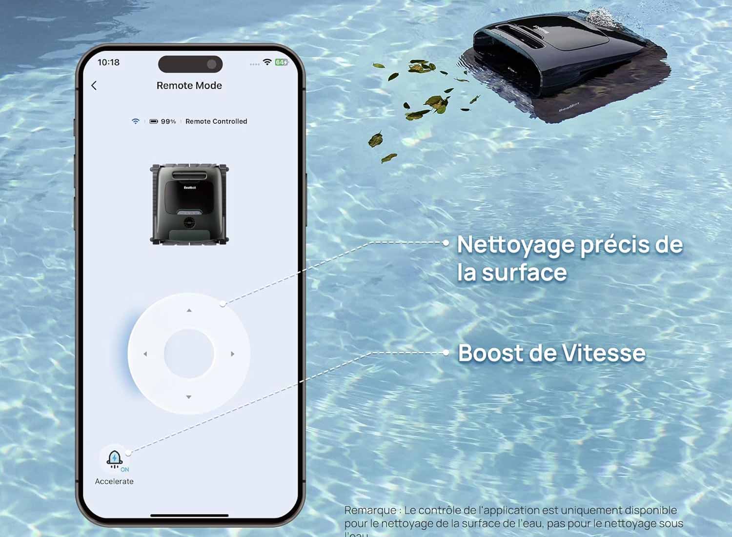 Interface mobile Beatbot AquaSense 2 Pro.