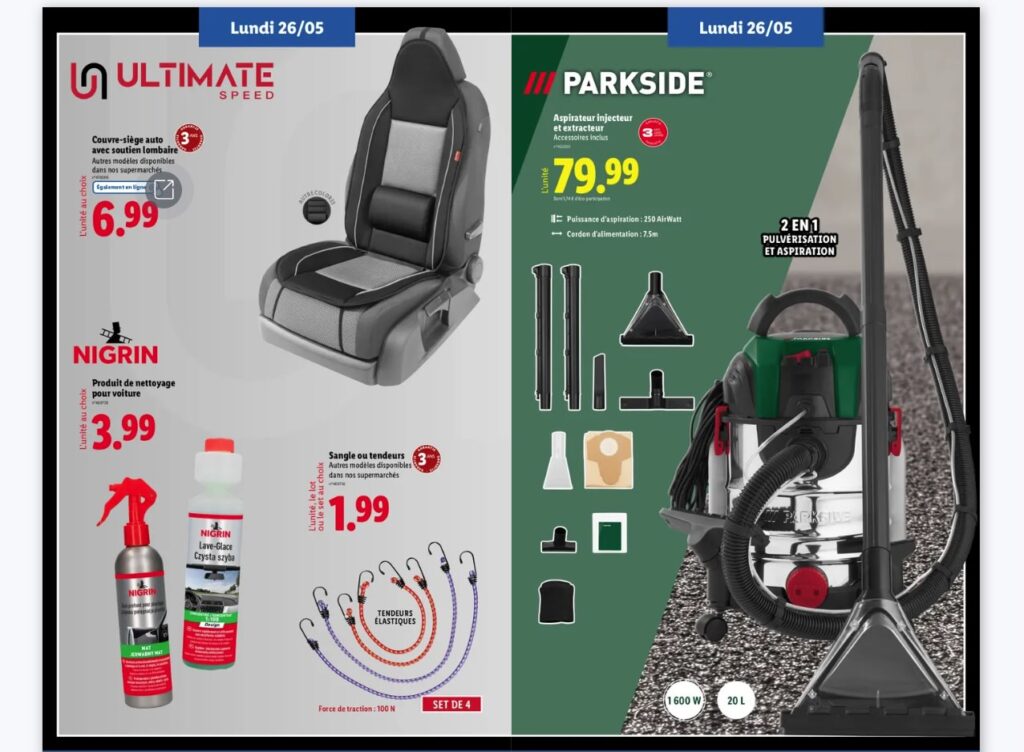Catalogue Lidl avec offre sur l'aspirateur injecteur extracteur Parkside