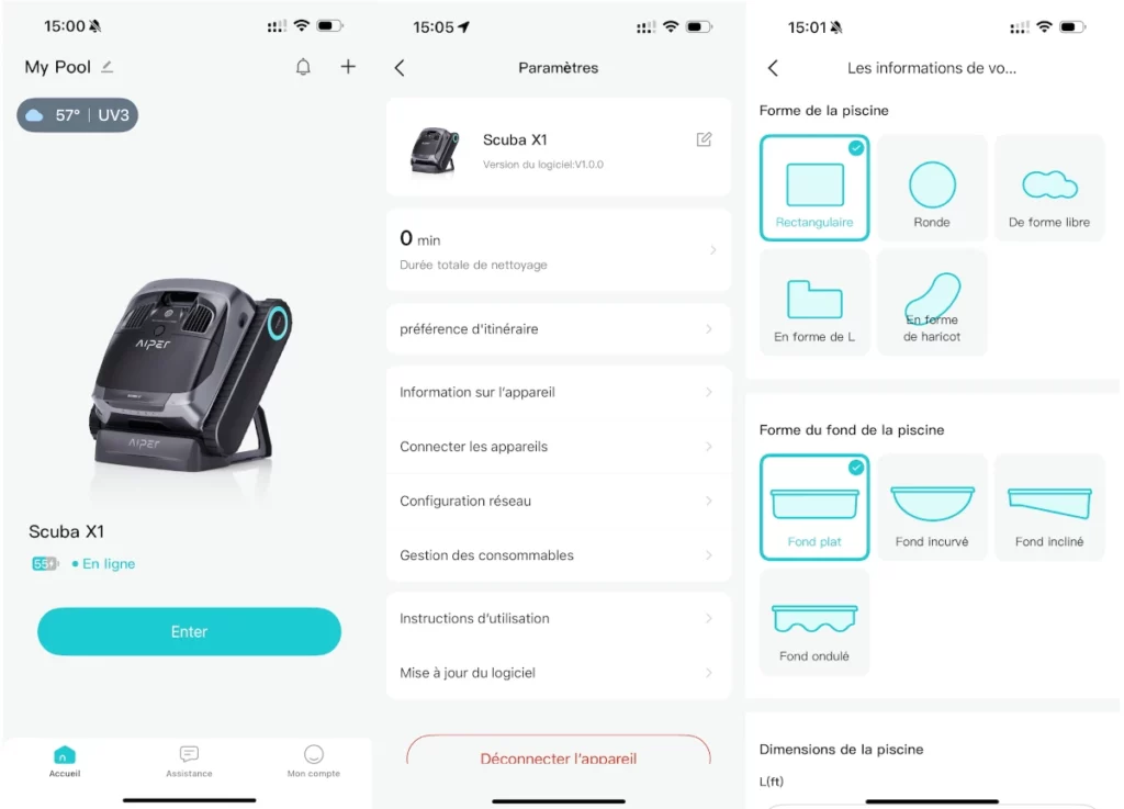 L'app du Scuba X1