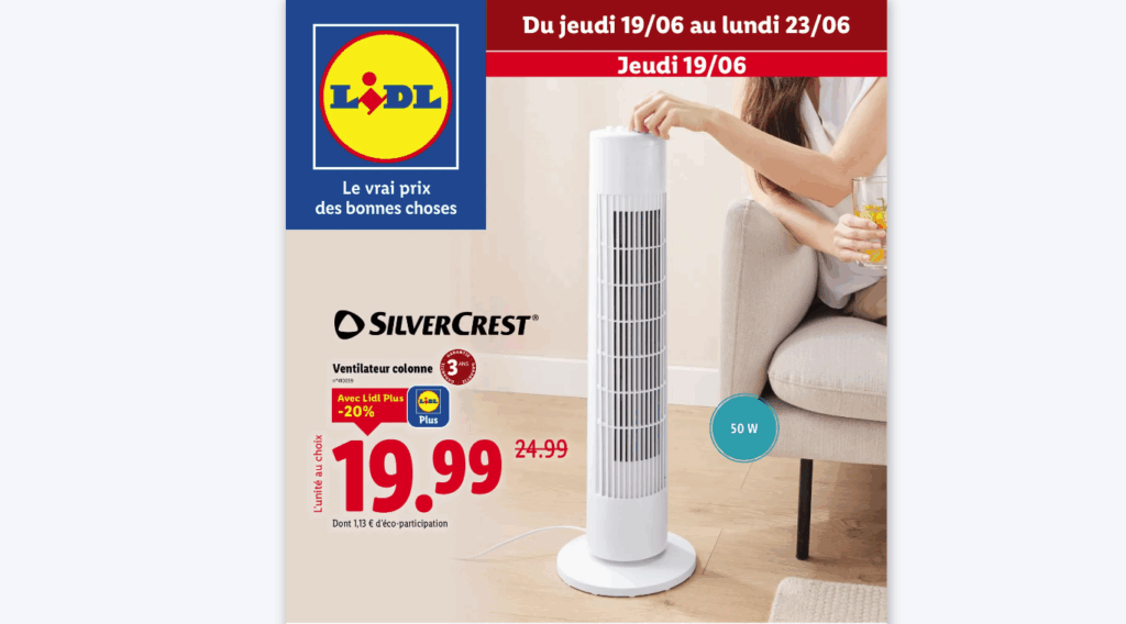 Le ventilateur colonne Lidl SIlvercrest
