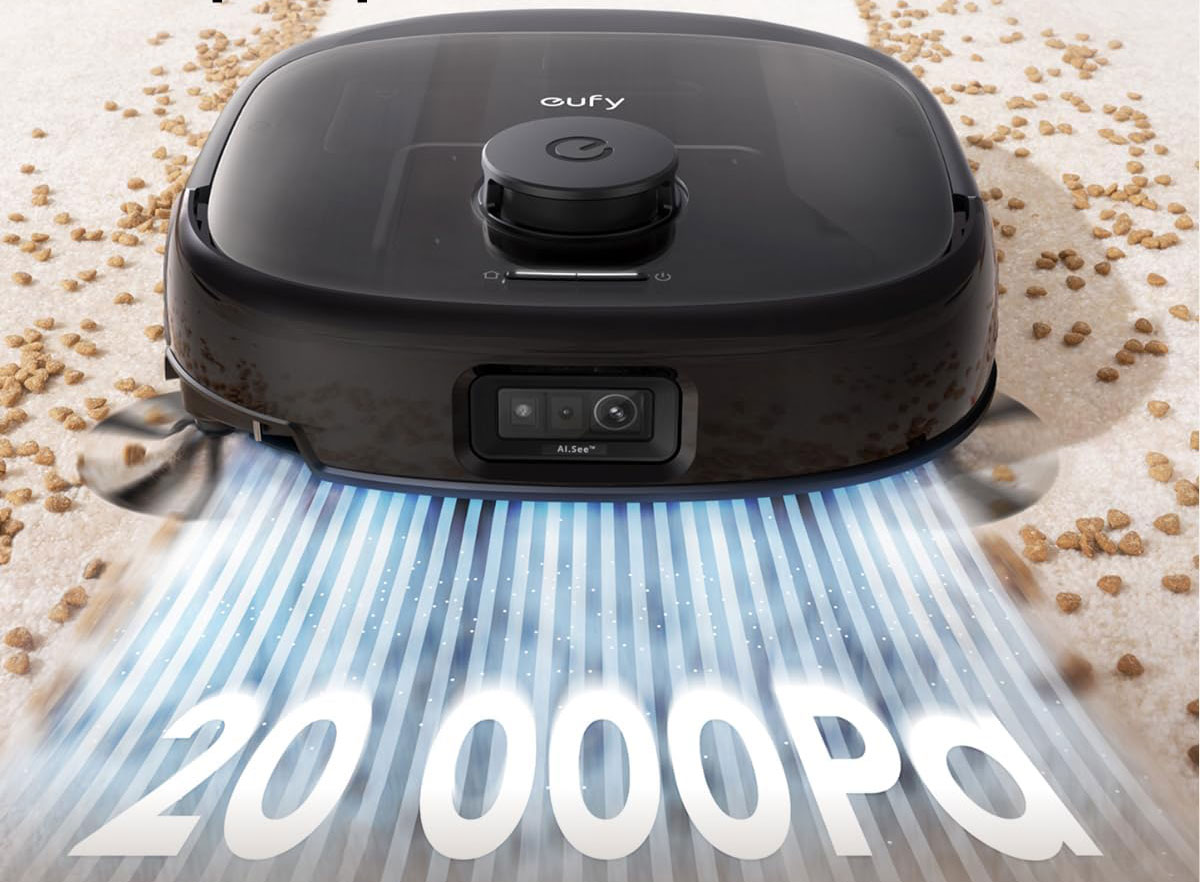 Aspiration puissante de 20 000 Pa sur le Eufy Omni E28