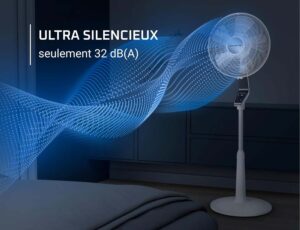 Fonctionnement silencieux du ventilateur Rowenta à 32 dB(A)