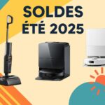 Trois appareils Roborock en vedette sur un visuel coloré annonçant les soldes d’été 2025