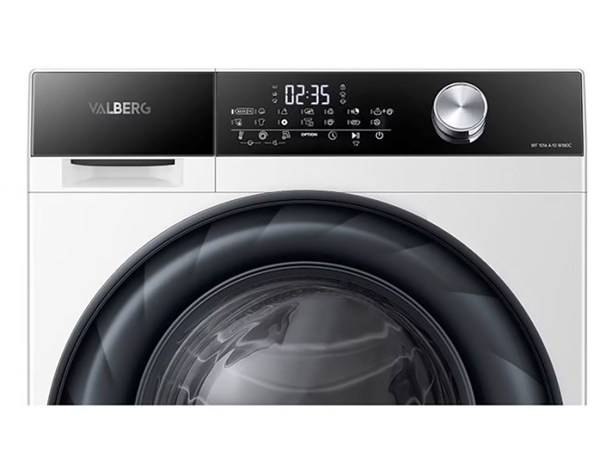 Panneau de commande du lave-linge Valberg WF 1014 A-10 W180C avec les programmes affichés
