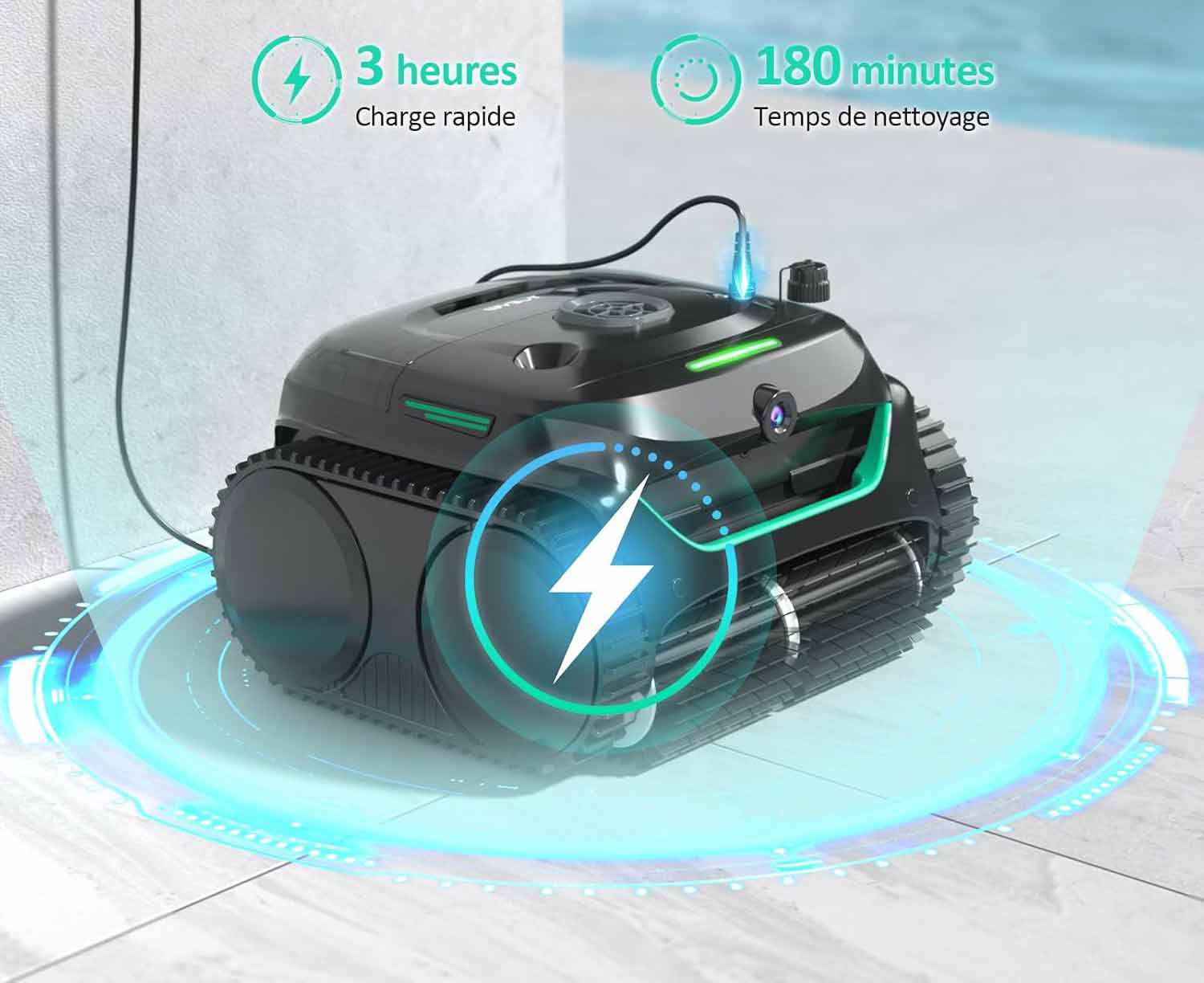 Autonomie de 180 minutes et charge rapide du robot Wybot