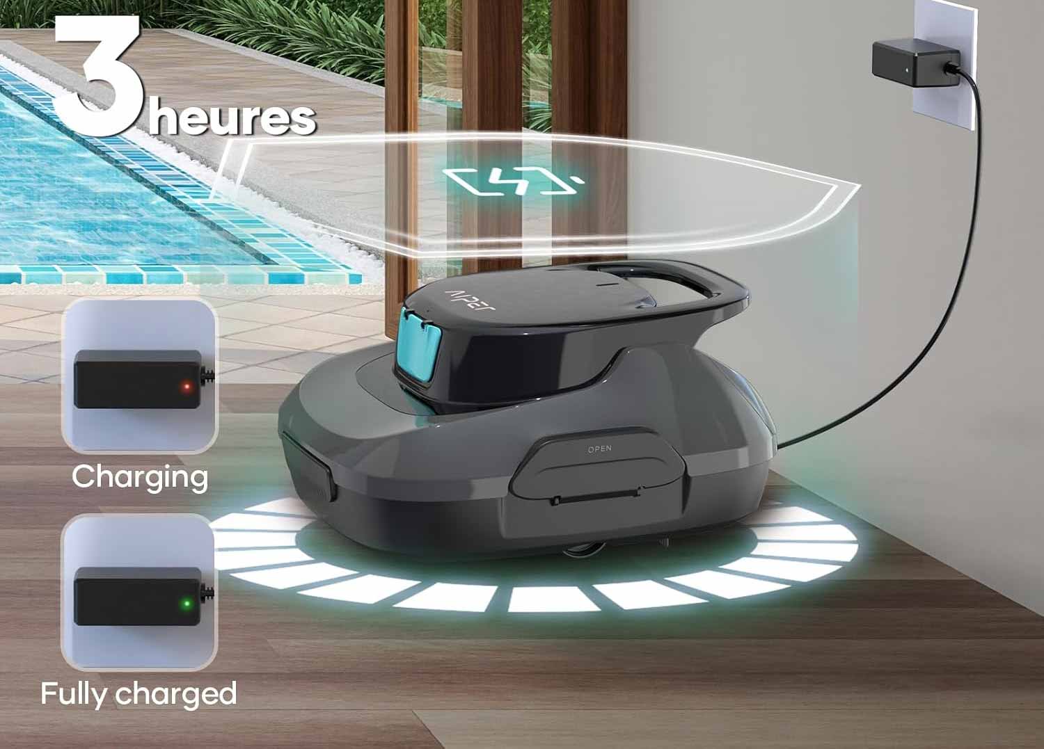 Temps de charge de 3 heures pour le robot Aiper Scuba SE