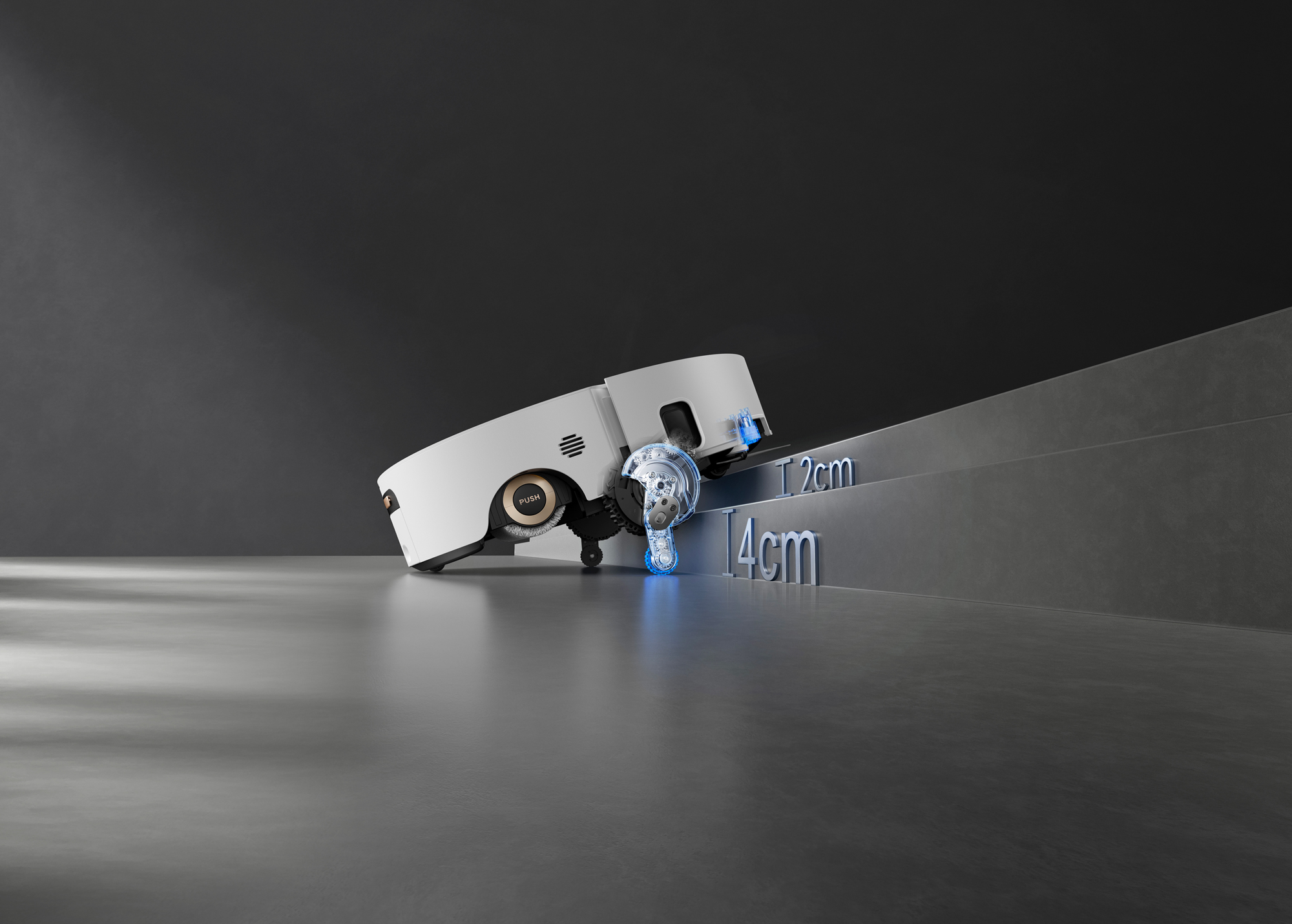 Le robot franchit un seuil de 6 cm avec son châssis motorisé