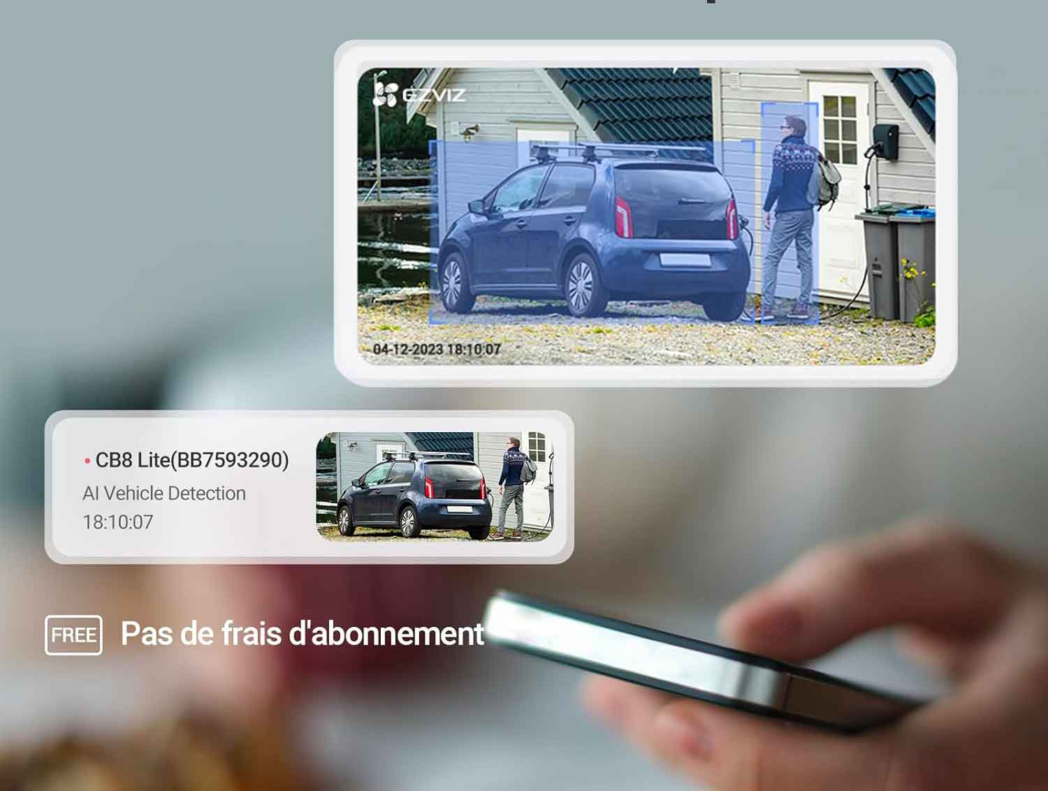 Détection intelligente de formes humaines et de véhicules avec l’IA EZVIZ.