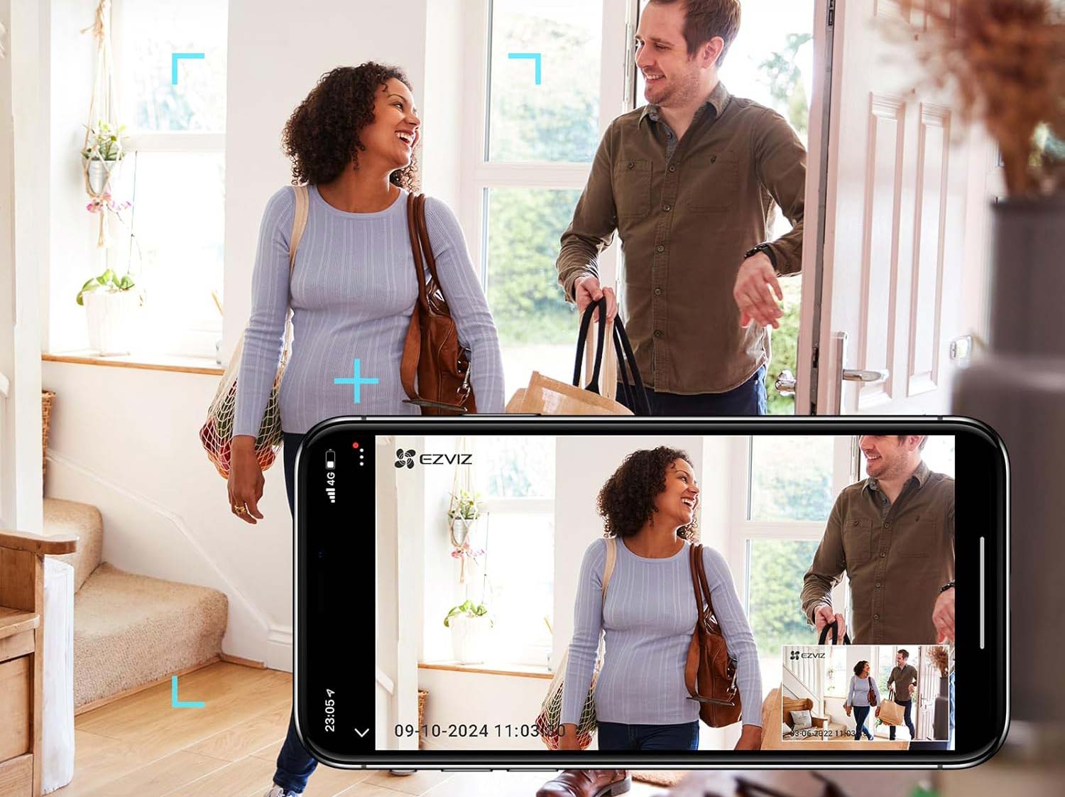 Détection intelligente des formes humaines par la caméra Ezviz CP1 Pro 2K.