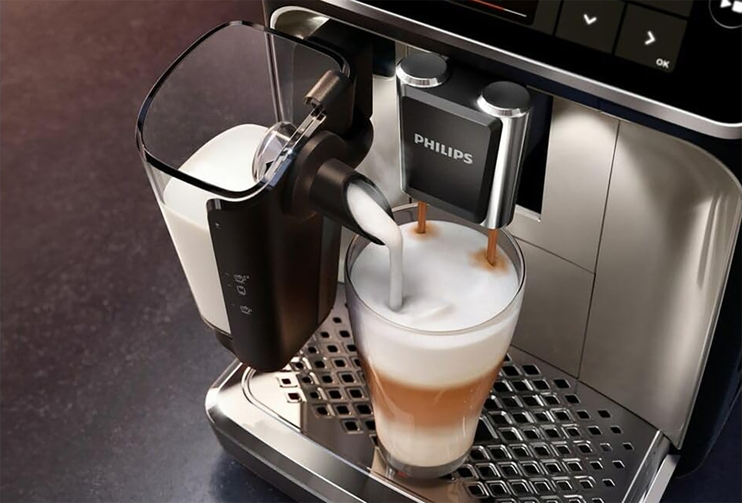 Carafe à lait LatteGo intégrée à la machine Philips Série 5400