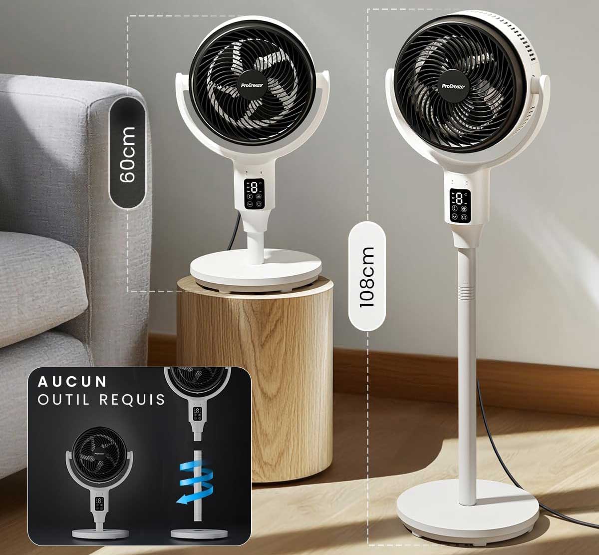 Ventilateur en configuration sur pied et sur table