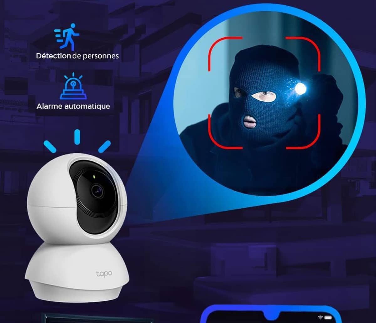Sirène de la caméra Tapo C210 déclenchée après détection d’un mouvement suspect