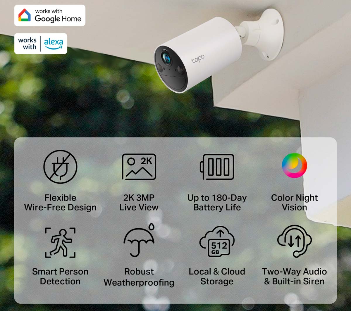 Caméra TP-Link Tapo C410 avec ses principales caractéristiques techniques
