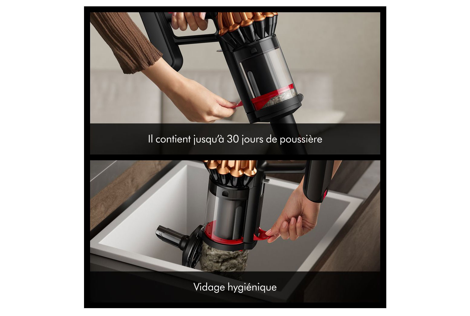 Collecteur CleanCompaktor du Dyson V16 avec vidange hygiénique et compresseur