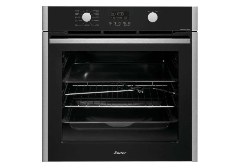 Four encastrable Sauter SFP932X en finition noire et inox, porte abattante Soft Close.