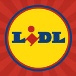 Logo Lidl au centre d’un fond rouge rayonnant pour illustrer les French Days 2025