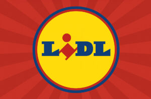Logo Lidl au centre d’un fond rouge rayonnant pour illustrer les French Days 2025