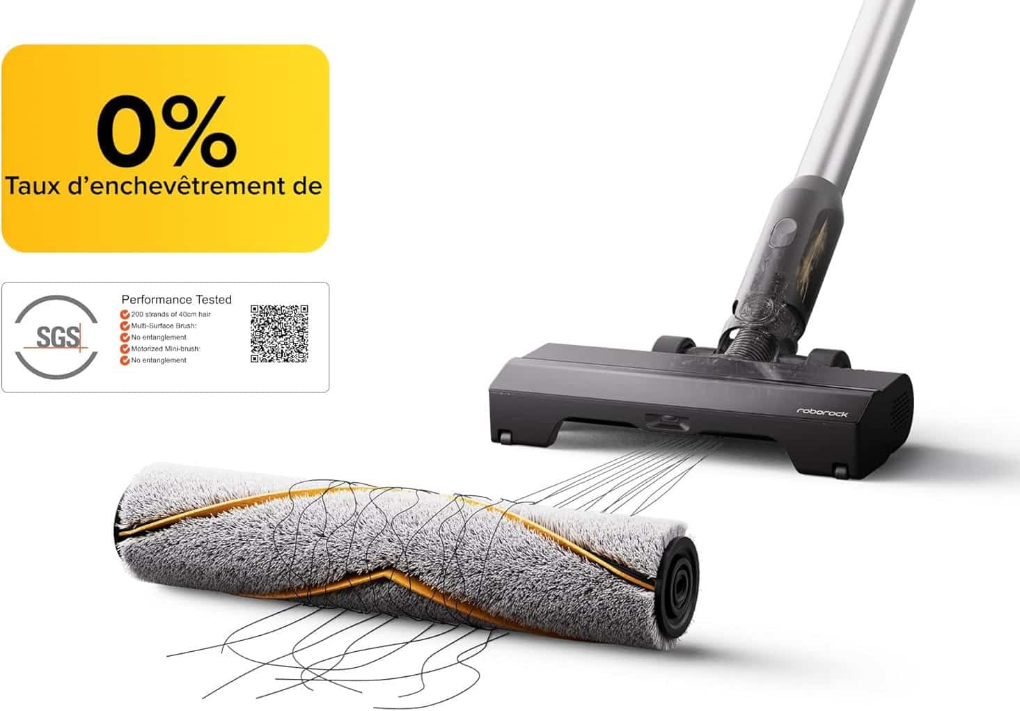 Brosse JawScrapers anti-enchevêtrement du Roborock H60 Ultra