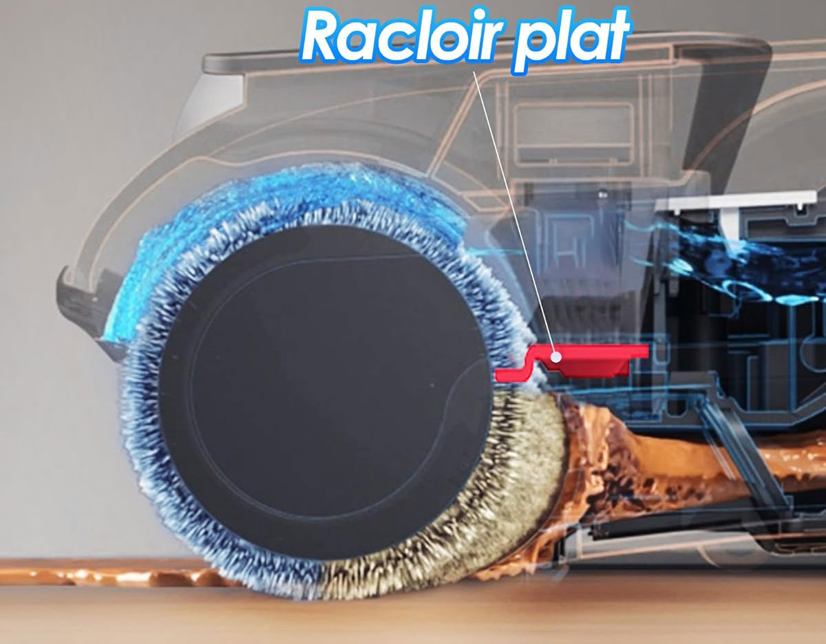Système de lavage avec brosse et racloir plat