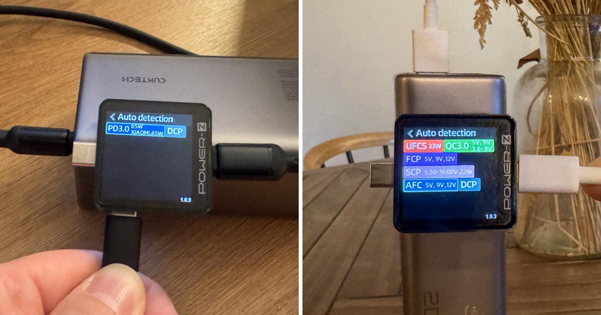 Test des ports USB-C et USB-A de la batterie Cuktech 15