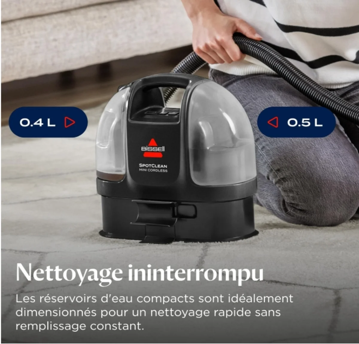 Deux réservoirs séparés et amovibles du SpotClean mini Cordless