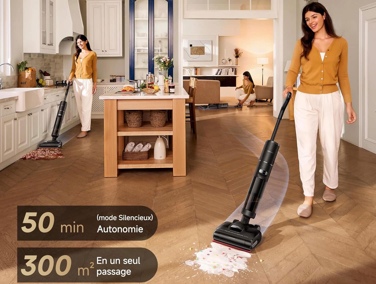 Dreame H15S offrant une autonomie de 50 minutes pour 300 m² de surface.