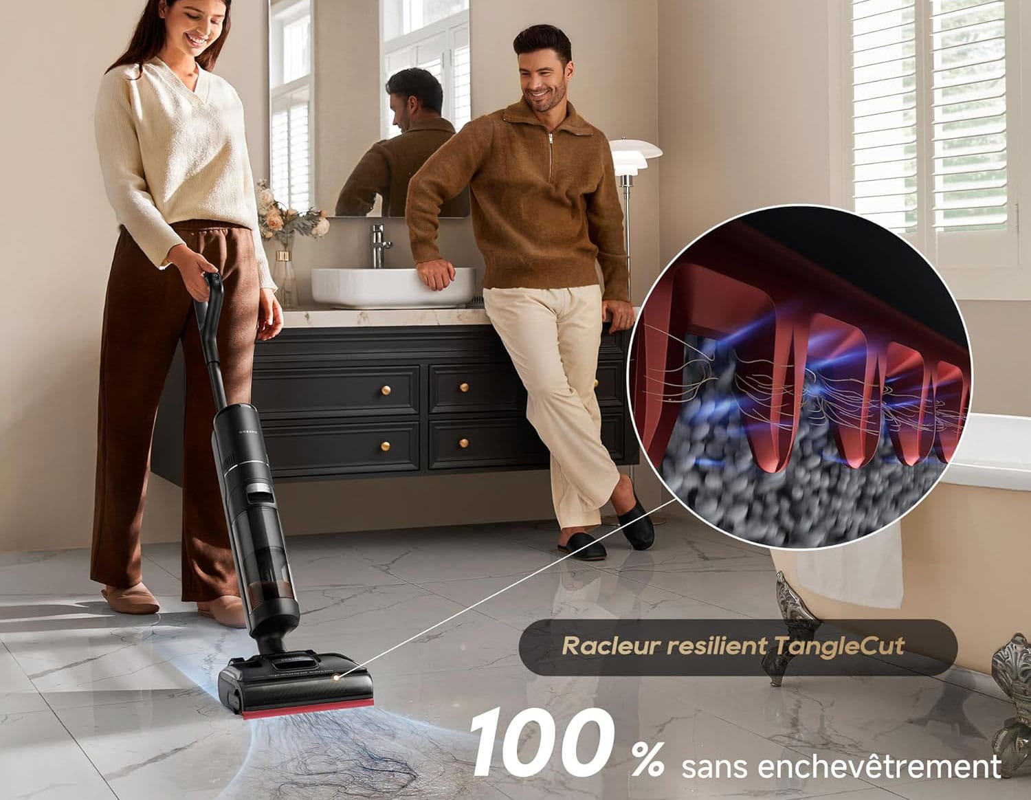 Système TangleCut du Dreame H15S éliminant les cheveux et poils emmêlés