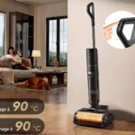 Dreame H15S effectuant l’auto-nettoyage et le séchage automatique de sa brosse