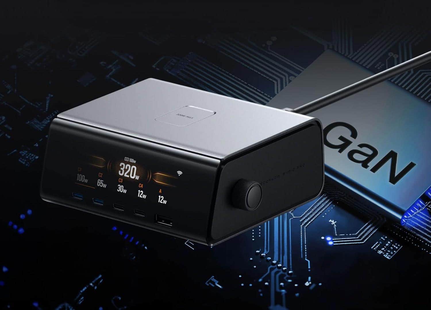 Chargeur EcoFlow RAPID Pro avec technologie GaN et design compact en aluminium argenté