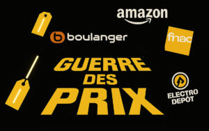 Illustration de la guerre des prix entre Amazon, Fnac, Boulanger et Electro Dépôt.