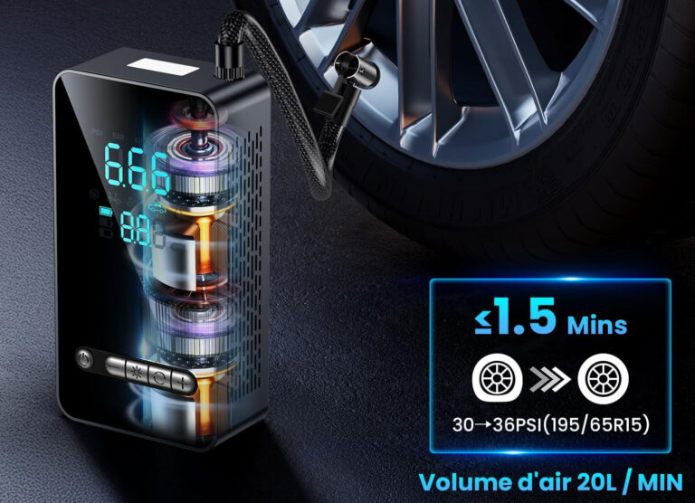 Compresseur Ipflin en train de gonfler un pneu de voiture à 36 PSI