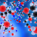 Illustration symbolique de molécules représentant la pollution chimique des PFAS
